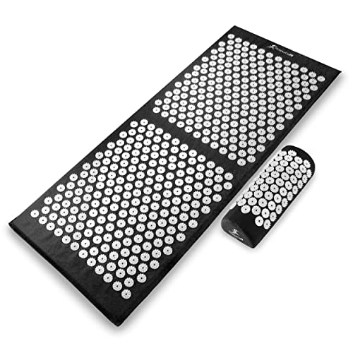 ProsourceFit Acupressure Mat and Pillow Set for Back/Neck Pain Relief and Muscle Relaxation, XL - Black/White - color: Black/White, size: XL