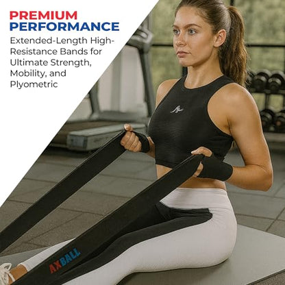 76 Inch Extra Long Fabric Resistance Band with Workout Guide for Men & Women, Non-Slip, Machine Washable, up to 150 LBS for Strength Training, Pull-Up Assist, Yoga & Physical Therapy