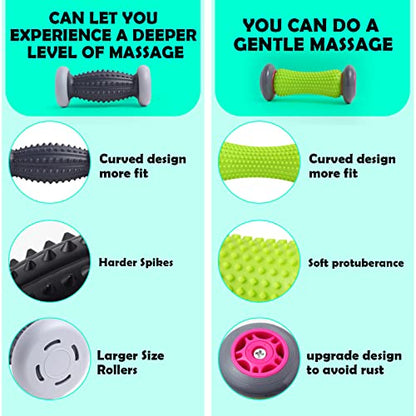 Plantar Fasciitis Relief, Foot Roller & Massager for Plantar Fasciitis, Neuropathy & Reflexology - 2 Foot Massage Roller & Ball (Green, Large) - color: Green