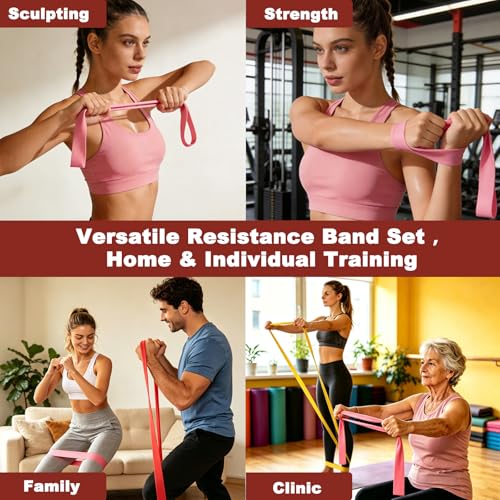 Home Workout Pilates Kit for Women, Better me Pilates Ring and Ball Set Essentials Equipment, with 5 Resistance Bands, Massager Roller, Yoga Starter Accessories for Toning Arms, Thighs & Core - color: Pull Up Resistance Band Set