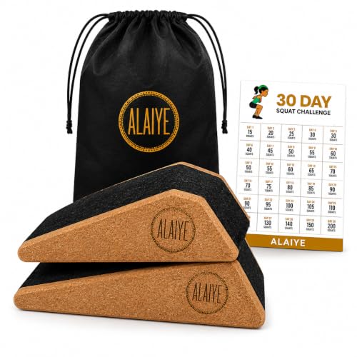Squat Wedge Blocks (Set of 2) – Non-Slip Slant Boards for Lower Body Workouts Ankle and Calf Stretching - Yoga Blocks, Designed to Elevate Heels and Squat Support - Includes Carry Bag