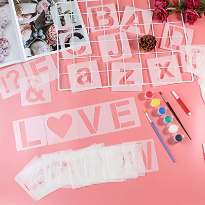 YEAJON 1 Inch Letter Stencils Symbol Numbers Craft Stencils, 66 Pcs Reusable Plastic Alphabet Templates for Painting on Wood, Wall, Fabric, Rock, Glass, Signage - size: 1 Inch