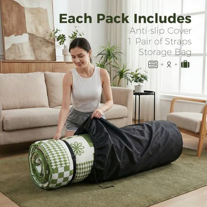 XICIKIN 2.5" Japanese Floor Mattress, Japanese Futon Mattress - color: Green Checkerboard, size: Twin（80" x 39"）