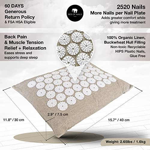 Bed of Nails The Comfortable ECO Acupressure Travel Mat and Pillow Cushion Acupressure Set - Premium Acupuncture Mat for Back Pain Relief, Increased Energy, Relaxation, Carry Bag