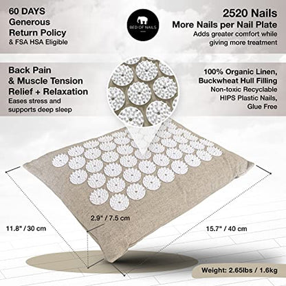 Bed of Nails The Comfortable ECO Acupressure Travel Mat and Pillow Cushion Acupressure Set - Premium Acupuncture Mat for Back Pain Relief, Increased Energy, Relaxation, Carry Bag