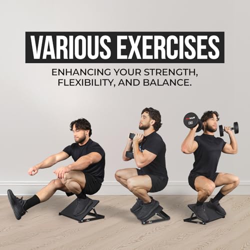 Amstaff Fitness Adjustable Squat Slant Board for Heel Elevating - Non-Slip, High-Density Heel Elevated Squat Wedges for Enhanced Weightlifting, Strength Training, Calf Stretching & Mobility