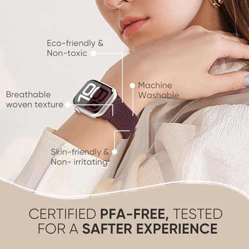 Braided Stretchy Nylon Band Compatible for Apple Watch Bands Women Men - color: DarkWine, size: 44mm/45mm/46mm/49mm