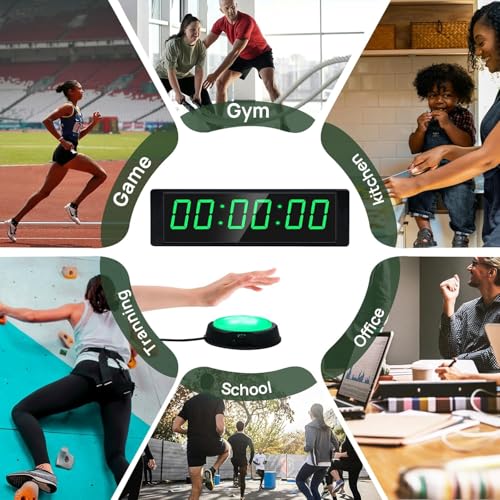 YZ Gym Clock for Home Gym with Start/Stop Button, Interval Timer for Workout, Stopwatch/Countdown Timer with Remote, 12/24H Digital Wall Clock, Portable Home Gym Accessories - style: plug-in