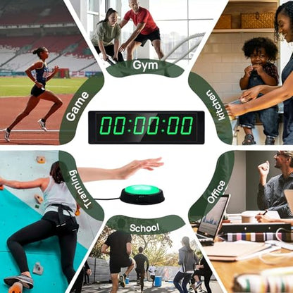 YZ Gym Clock for Home Gym with Start/Stop Button, Interval Timer for Workout, Stopwatch/Countdown Timer with Remote, 12/24H Digital Wall Clock, Portable Home Gym Accessories - style: plug-in
