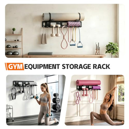 Multi-Purpose Gym Equipment Storage Rack Wall Mount for Home Gym