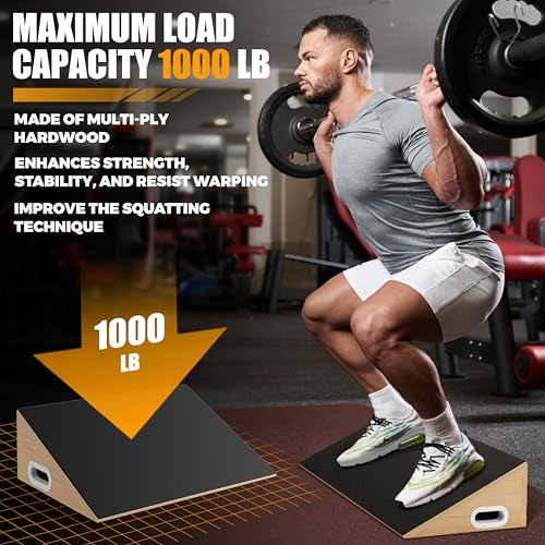Slant Board, 19.7" Wide Calf Stretcher Slant Board for Calf Stretching, Squats, Knees Over Toes, Weightlifting, and Fitness, 6.5” Height for Deeper Squats & More Muscle Activation