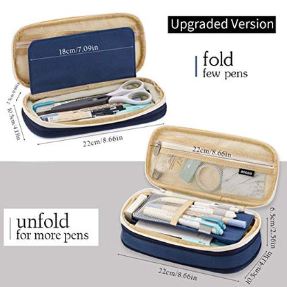 EASTHILL Big Capacity Pencil Pen Case Office College School Large Storage High Capacity Bag Pouch Holder Box Organizer Blue - color: Blue