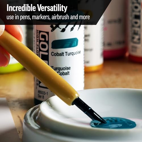 GOLDEN High Flow Acrylics, Burnt Sienna, 1 fl. oz. Bottle | Artist grade paint blending the strength of acrylic and versatility of ink for spraying, drawing, staining and mixed media. - color: Burnt Sienna