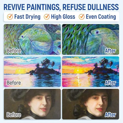 High Gloss Varnish for Acrylic Painting Clear Coat for Acrylic Paint, Polyurethane Clear Gloss Paint Sealer Varnish for Artwork,Craft Anti Cracking,Scratches,Wear,Non-Yellowing,Painting Kit with Brush - style: Semi-Gloss
