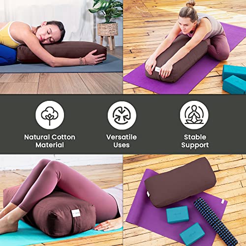 Pranayama Yoga Bolster Meditation Pillow - color: Brown, size: Rectangular 28" x 12" x 8"
