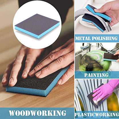 8Pcs 220 Grit Sanding Sponge, Jamiikury Sanding Blocks Washable and Reusable, Wet Dry Sandpaper Sponge for Wood Metal FurniturePaint and Drywall - size: 220 Grits