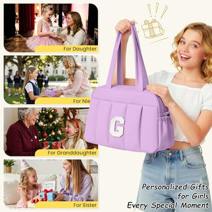 Initial Gym Duffle Bag, Carry On Bags for Women,Gifts for Girl - color: Purple, style: T