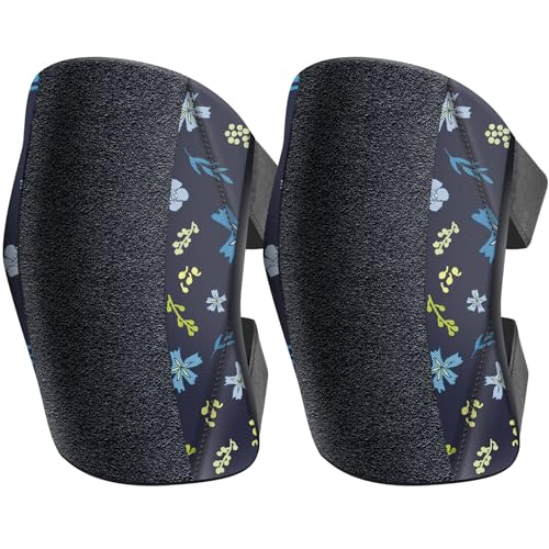 Garden Knee Pads for Women, Lightweight Waterproof KneePads for Gardening, Anti Slip Leather Foam Padding Kneeling Pads for Flooring and Carpet Cleaning, House work, Gardening Maintain, Knee Protector, Blue Flower - color: Blue Flower, size: 1 Pair