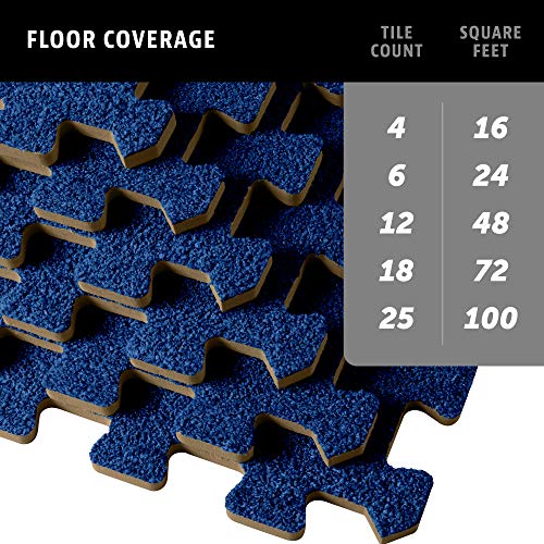 We Sell Mats 3/8 Inch Thick Interlocking Foam Carpet Tiles Durable Carpet Squares Anti Fatigue Support for Home Office or Classroom Use - color: Medium Blue, style: 24 Square Feet (6 Tiles)