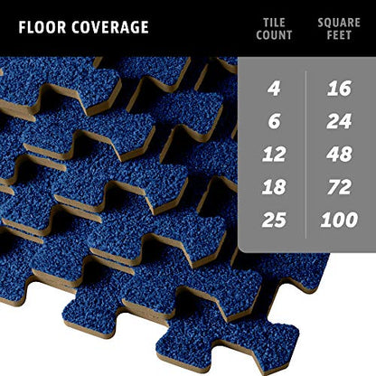 We Sell Mats 3/8 Inch Thick Interlocking Foam Carpet Tiles Durable Carpet Squares Anti Fatigue Support for Home Office or Classroom Use - color: Medium Blue, style: 48 Square Feet (12 Tiles)