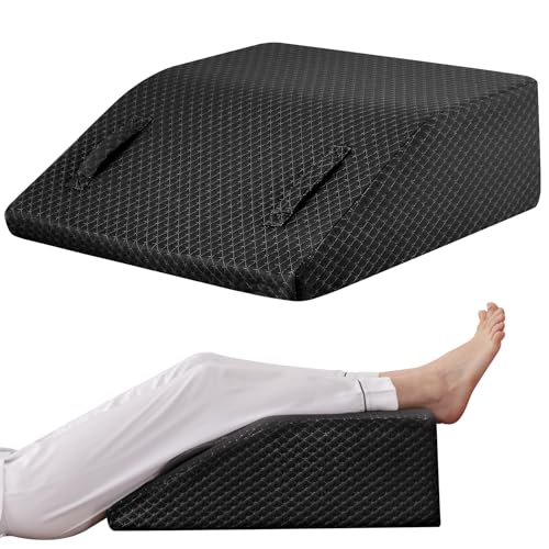 Ruqmuis Leg Elevation Pillow for After Surgery, 8inch Foam Leg Elevating Pillow for Swelling and Blood Circulation, Leg Wedge Pillow for Sleeping, Knee Pillow for Knee Hip Ankle Pain Relief, Black - color: Black, size: Flat Top 8 Inch