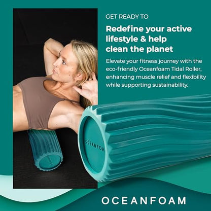 Oceanfoam Tidal Roller - Jade - Muscle Massage Foam Roller for Back Pain & Stretching - Firm and Ergonomic Wide Wave Textured - Yoga, Athletics, & Wellness - Full Size, 20" x 5" - color: Jade