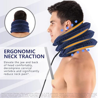 Cervical Neck Traction Device for Instant Neck Pain Relief - Inflatable & Adjustable Neck Stretcher Neck Support Brace, Best Neck Traction Pillow for Home Use Neck Decompression (Blue) - color: Blue