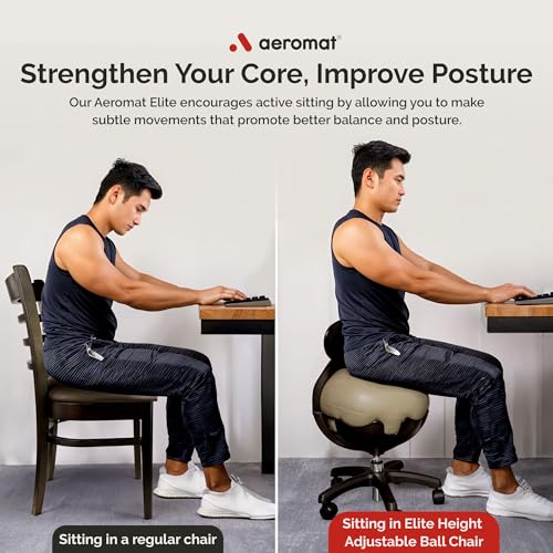 Aeromat Elite Yoga Ball Chair Active Sitting & Adjustable Height 250lbs Cap - color: Green