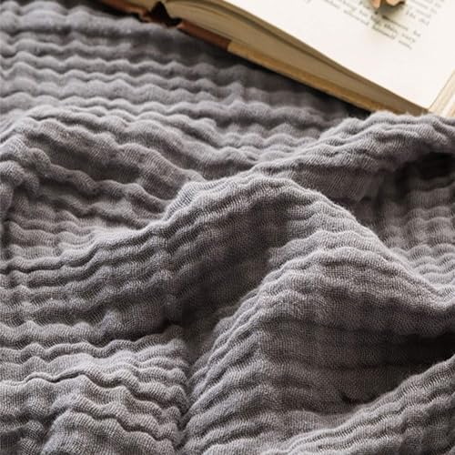 EMME Muslin Blankets for Adults Throw Blanket for Couch Breathable Gauze Soft Lightweight Airy Dark Grey Throw 50"x60" - color: 06 - Grey, size: Throw (50" x 60")