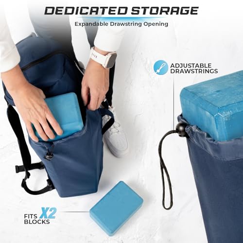 MAGNILAY Expandable Yoga Mat Bag, Adjustable Strap, Black, Large - color: Navy Blue