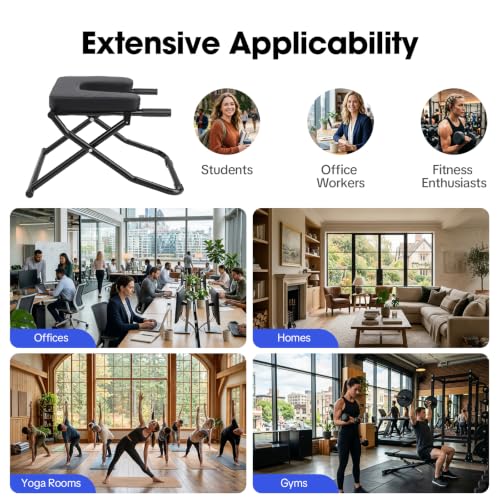 Yoga Headstand Bench, Yoga Inversion Chair Headstand Prop Upside Down Chair Yoga Head Stand Inversion Stool for Practice Head Stand, Shoulderstand, Handstand and Various Yoga Poses (Black)