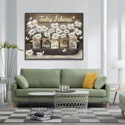 Axquilon Inspirational Diamond Art Kits for Adults 16x12inch | Diamond Painting Kits for Beginners, 5D Daisy Round Full Drill Gem Art for Adults, Paint by Diamonds Pictures DIY Crafts Kits - color: Daisy