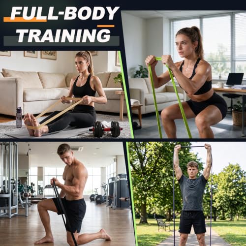 Resistance Bands for Pull Up Assist, Stretch Bands & Exercise Workout Set - color: 5-125LBS ORANGE+GRIP