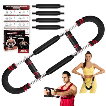 Twister Arm Trainer, 30-120 lbs Adjustable Chest Workout Equipment | 4 Spring & Poster for Men & Women, Detachable Power Twister Home Fitness Equipment for Enhancing Upper Body Muscle - color: Red