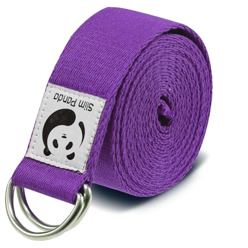 Slim Panda Yoga Strap for Stretching,Cotton Yoga Strap with Adjustable D-Ring Buckle,Non-Elastic Yoga Belt for Pilates,Gym Workouts,Physical Therapy,Improve Flexibility - color: Purple, size: 6 Feet