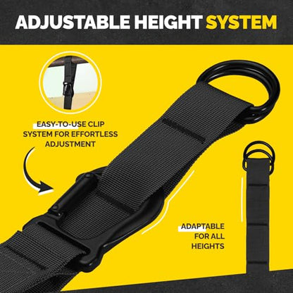 Pull Up Assistance Bands Set with 4 Levels, Adjustable Strap and Foot Rest | 50–200 lb stackable pull-up assistance, nylon-sleeved bands, adjustable support, reduced snap-back risk - color: Black