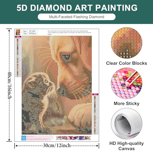 PRASIO Cat Diamond Art Kits for Adults Beginners, Dog Diamond Painting Kits for Adults, Full Drill Cat and Dog Gem Art Kit, DIY 5D Animal Diamond Dots for Adults for Gift Home Decor 12x16 inch - color: XM-DP-DogAndCat-3040