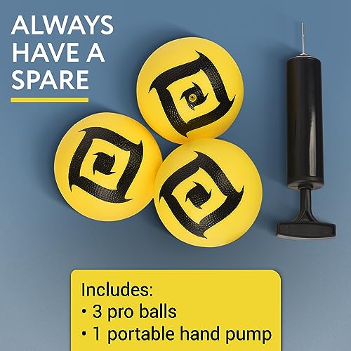 Impresa 3-Pack Spike Ball Replacement Balls - Compatible with Spikeball, Spikeball Pro Set - 3.5-Inch Yellow Inflatable Replacements & Hand Pump - Enhanced Grip & Consistent Bounce