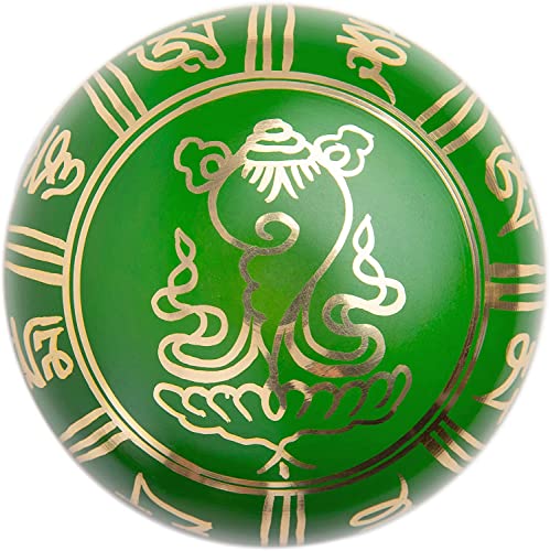Tibetan Singing Bowl Set - Authentic Handcrafted Mindfulness Meditation Holistic Sound 7 Chakra Healing by Himalayan Bazaar (Emerald) - color: Emerald Green