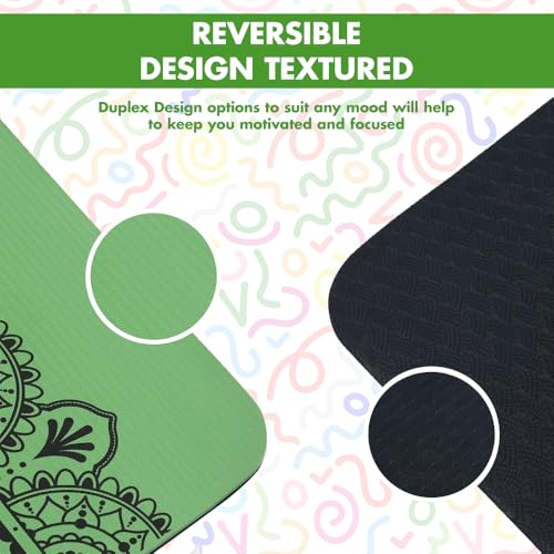 HOME ARCHIVE Premium Yoga Mat 6mm Print Reversible Extra Thick and Large Non Slip Exercise & Fitness Mat for All Types of Yoga Pilates & Floor Workouts (78" x 24" x 6mm Thick) - color: Green