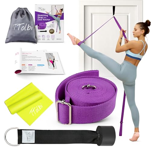 Leg Stretcher Strap with Door Anchor and Resistance Band, Splits Trainer | Home Flexibility Trainer for Splits, Ballet, Dance, Cheer, Yoga, Gymnastics, Pole and Taekwondo, Kids to Adults, All Levels - color: Royal Purple