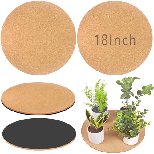 18 Inch Large Cork Plant Coasters, 2 Pieces Cork Plant Mats, Cork Coaster for Planters, Large Plant Coasters for House Plants Indoor Outdoor (Nude & Black) - size: 18 Inch