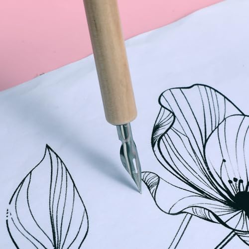 ZEYIYER 11 Pcs Dip Pens, G Pen Ink Nibs, Wooden Drawing Pen Holder with Stainless Steel Dip Pens for Comic, Drawing, Writing, Calligraphy