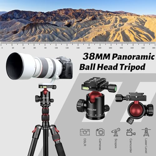 JOILCAN 81" Tripod for Camera Phone, 83" Aluminum Camera Tripod Monopod | Tall DSLR Tripod with 360° Ball Head, Heavy Duty Travel Tripod for Binoculars Spotting Scope Telescope, Payload 35lb - color: Rose