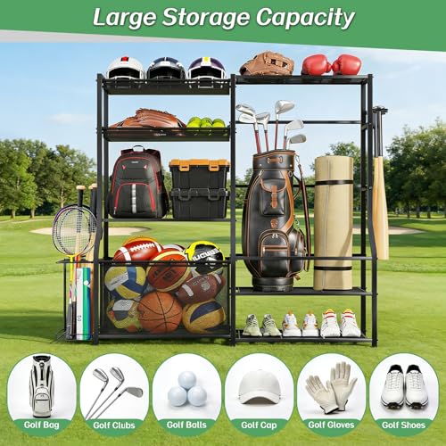 Garage Sports Equipment Organizer, Golf Bag Storage Rack