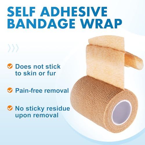 LotFancy Self Adhesive Bandage Wrap, 6 Pack, 3 inch x 5 Yards Non Woven Cohesive Bandage, First Aid Medical Tape for Sports Athletic Wrist, Ankle, Sprains & Swelling - size: 3x180 Inch (Pack of 6)