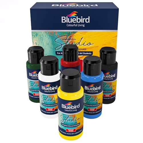 BLUEBIRD Studio Acrylic Paints, Primary Colors, 6-Pack 3.4 Fl Oz each, Basic Acrylic Paint For DIY Crafts & Beginner Artists - color: PRIMARY COLORS, (6-Pack, 3.4 Fl Oz each)
