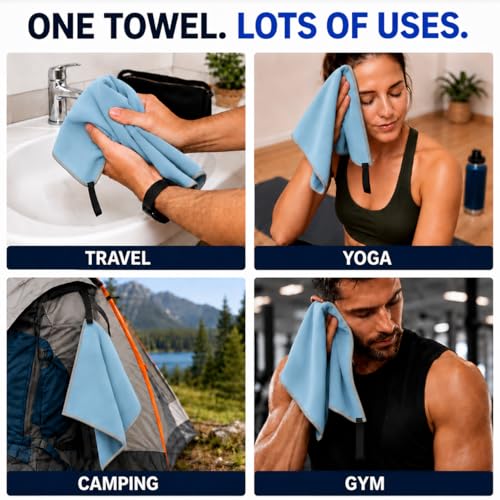 Elite Trail Magic Backpacking Ultralight Quick Dry Microfiber Soft Fast Drying Hand and Face Towel Wash Cloth Camping Yoga Hiking Active Lifestyle Small - color: Blue