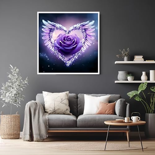 Diamond Art Kits for Adults,Heart FlowerDiamond Painting Kit 13.8X13.8inch | 5D DIY Full Round Drill Paint by Diamonds,Relaxing Diamond Dot Gem Art Painting Crafts,for Home Wall Beginners - color: KM1052-1