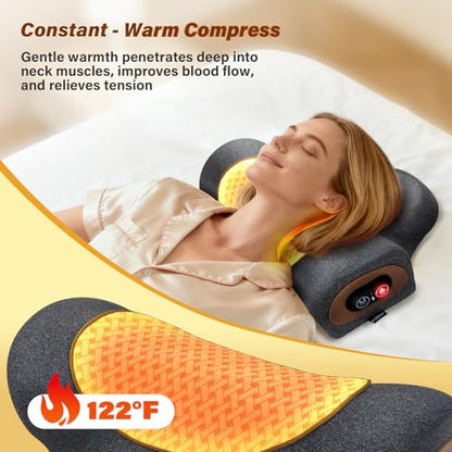 Rechargeable 3-in-1 Neck Massager Pillow with Heat,Vibration & Air Traction